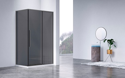 Душевой уголок Vincea Слим-Н (Slim-N) VSR-4SN8011CGGM 110x80 вороненая сталь, стекло тонированное
