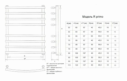 Полотенцесушитель водяной Двин R primo 1"-3/4"-1/2" 55x80 хром