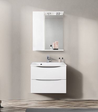 Зеркальный шкаф BelBagno MARINO-SPC-600/750-1A-BL-P-L 60 см, левосторонний, Bianco Lucido