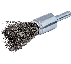 Щетка концевая Rotorica 17х6х30мм, проволока нержавейка 0.3 мм, хвостовика 6 мм RT.4956317
