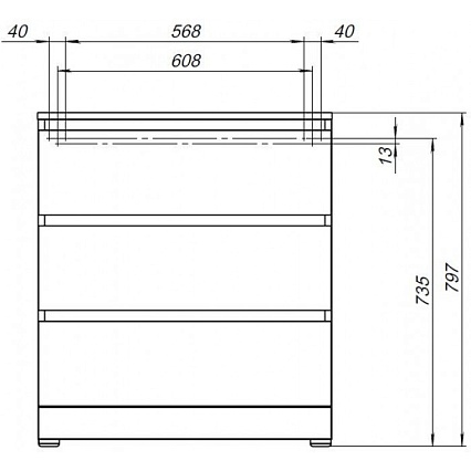 Комод Aquanet Сканди 70 см 3 ящика, дуб крафт 00302550