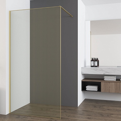 Душевая перегородка Vincea Walk-In VSW-7HS100GWG 100x200 матовое золото, с золотыми нитями