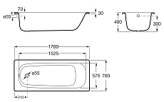 Стальная ванна Roca Contesa 170x70 см