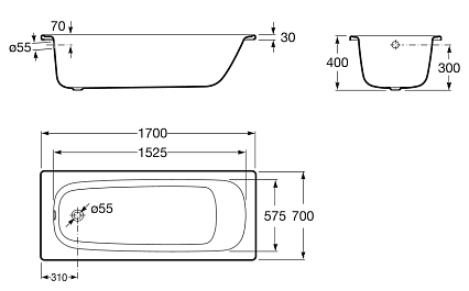 Стальная ванна Roca Contesa 170x70 см