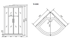 Душевая кабина Timo Standart T-6601 Silver 100x100, четверть круга, хром