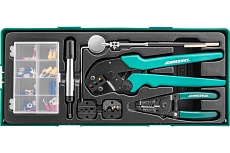 Пресс-клещи Jonnesway V1311SP обжимные с аксессуарами и расходными материалами в ложементе 46630