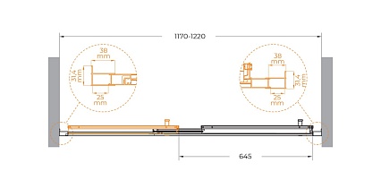Душевая дверь Cezares MOLVENO-BF-3-120-C-GM-IV 120x195, прозрачная, оружейная сталь
