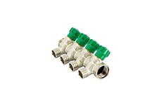 Никелированный коллектор Tiemme НВ 3/4&quot; 4х1/2х16 Н 36мм с вентилями 1840001