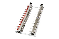 Коллекторная группа 1х3/4, 12 выходов, с расходомерами и термостатическими вентилями, нерж. сталь Uni-Fitt 450I4312