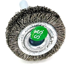 Щетка для дрели дисковая 30x10 мм, с хв-м 6 мм, гофрированная нержавеющая сталь 0.30 мм 13-180 EuroBrush EB-D30SS1