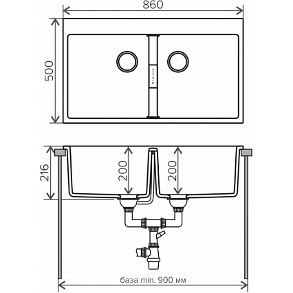 Кухонная мойка Tolero TL-862 №001 86 см серый металлик