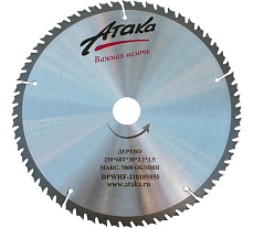 Диск пильный тонкий (250 мм; 60T; 30 мм) по дереву профи АТАКА 8078910