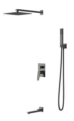 Душевой набор Vincea Пуро (Puro) VSFW-5P1GM трехрежимный, вороненая сталь