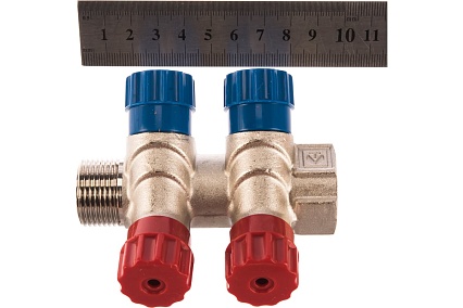 Коллектор с вентилем Valtec 2 выхода 3/4х 1/2 НР, никель VTc.560.N.0502 74965