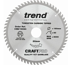 Пильный диск 190 мм три диска в комплекте (24,40,60 зубьев) Trend CSB/190/3PK