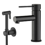 Смеситель для раковины Timo Saona 2360/03G с гигиеническим душем, черный матовый