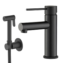 Смеситель для раковины Timo Saona 2360/03G с гигиеническим душем, черный матовый