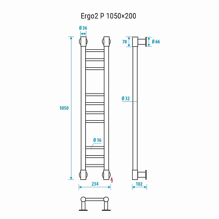 Полотенцесушитель электрический Energy Ergo2 P EETRERGO2P1052 20x105 хром