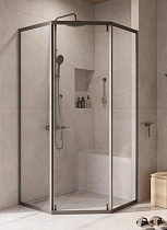 Душевой уголок Cezares Relax-304 100x100 прозрачный, оружейная сталь RELAX-304-P-1-100-C-GM