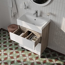 Мебель для ванной Iddis Zodiac 60 см напольная с ящиками, белый/под дерево