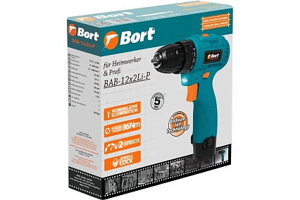 Аккумуляторная дрель-шуруповерт Bort BAB-12x2Li-P 1x1,5 Ah 93414011