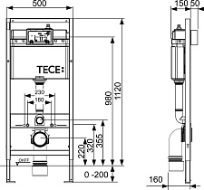 Инсталляция для унитаза TECE Base K440407 (4в1) с кнопкой смыва черный матовый