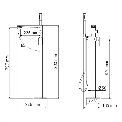 Напольный смеситель WasserKRAFT Dinkel 5821