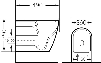 Подвесной унитаз Grossman Color GR-4455SWS 49x36x35 белый/серебро