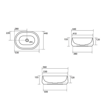 Раковина Kerasan F10 460531 56 см черный матовый