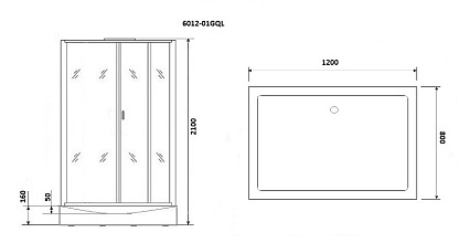 Душевая кабина Niagara Premium NG-6012-01GQL 120x80, левая