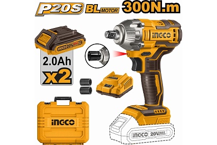 Аккумуляторный ударный гайковерт Ingco BL 20В 300Hm 1/2 SUPER CIWLI2038