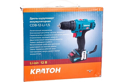 Аккумуляторная дрель-шуруповерт Кратон CDB-12-Li-1,5 3 11 01 058