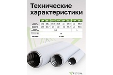 Гофрированная труба из нержавеющей стали VETONA 20a, отожженная, в оболочке, белая, 30 м 095471