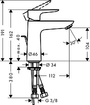 Смеситель для раковины Hansgrohe Talis E 71710000 с донным клапаном