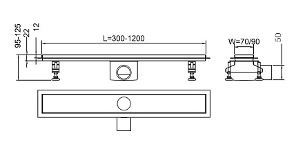 Трап для душа RGW Shower Drain SDR-01-120-E1 120x9 см, c решеткой