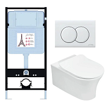 Подвесной унитаз Jacob Delafon Aleo E21731RU-00 комплект 4в1, клавиша белый глянец