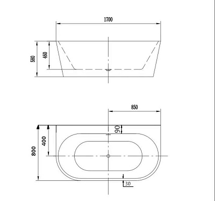 Акриловая ванна Art&Max AM-206A-1700-800 170x80