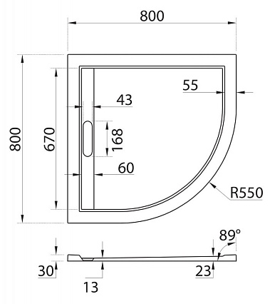 Поддон для душа Cezares TRAY-AS-R-80-30-W 80x80 из мрамора, белый