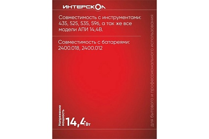 Зарядное устройство ЗУ-1,5/14,4 (1.5 А*ч, 14.4 В, Li-ion) Интерскол 2401.115