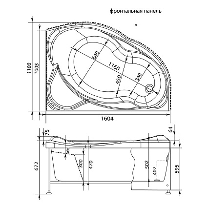 Акриловая ванна Aquanet Jamaica 160x110 R