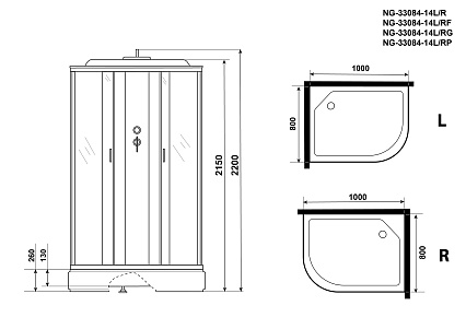 Душевая кабина Niagara Classic NG 33084-14L 100x80 стекло матовое