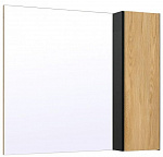 Зеркальный шкаф Руно Мальта 85 см, дуб/черный