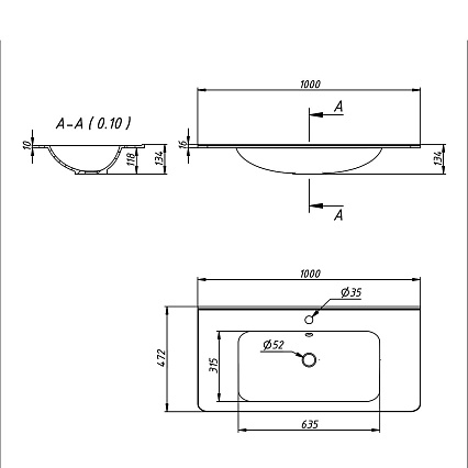 Тумба с раковиной Vincea Paola 100 см Beton