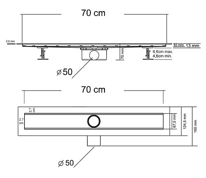 Душевой лоток Vincea Say Optima Blok SAY.601.70.P.BLOK 70 см, хром