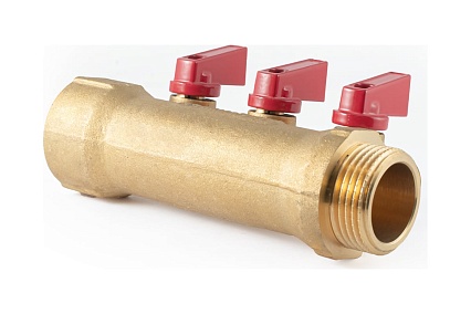 Коллектор с шаровыми кранами PROFACTOR в/н 1" х 3 вых 1/2"нар PF MV 265.3