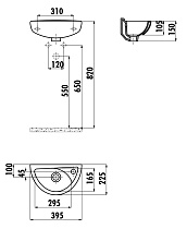 Раковина Creavit TP040-00CB00E-0000 39.5 см белый