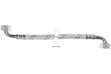 Гибкая подводка для воды ЦС нейлон, 1/2”Г-угол х 1/2"Г- угол L-150 см, штука ГП002218