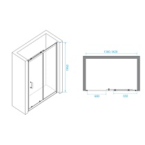 Душевая дверь RGW Passage PA-14G 140x195, прозрачное стекло, золото