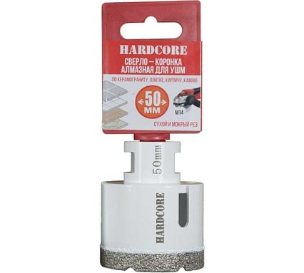Коронка алмазная Hardcore по керамограниту для УШМ 50 мм, М14 155050
