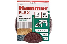 Круг шлифовальный фибровый Flex 243-018 (5 шт; 180 мм; P24; 8400 об/мин; 80 м/с) Hammer 526849